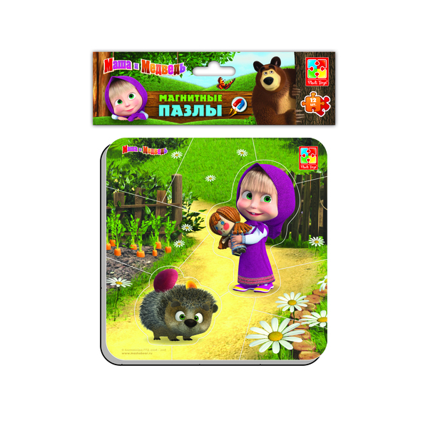Магнітні пазли Vladi Toys Маша і Ведмідь, 12 елементів (VT3204-08) - Pampik