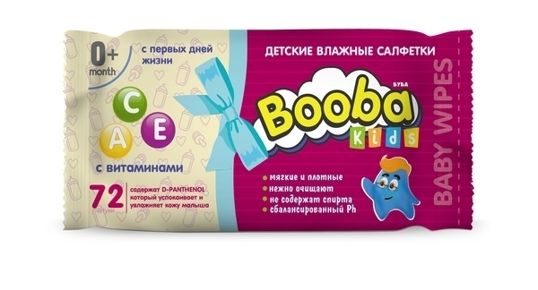 

Влажные салфетки Booba С первых дней жизни, 72 шт