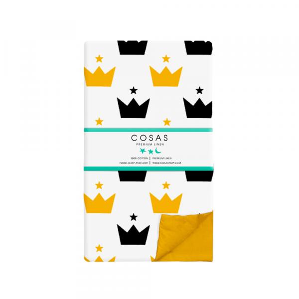 Комплект постільної білизни Cosas Корона, бязь, 140х110 см, білий з жовтим - Pampik - 2