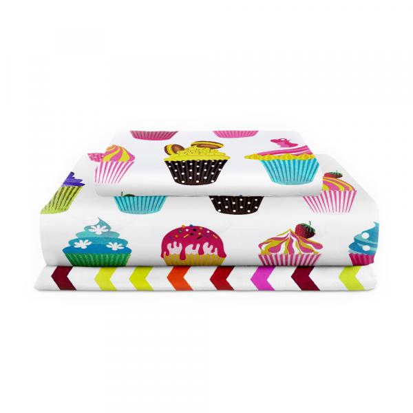 Комплект постільної білизни Cosas Тістечка, бязь, 140х110 см, білий - Pampik