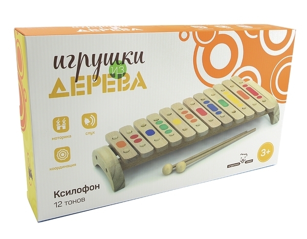 Музична іграшка Іграшки з дерева Ксилофон, 12 тонів (Д046) - Pampik - 3