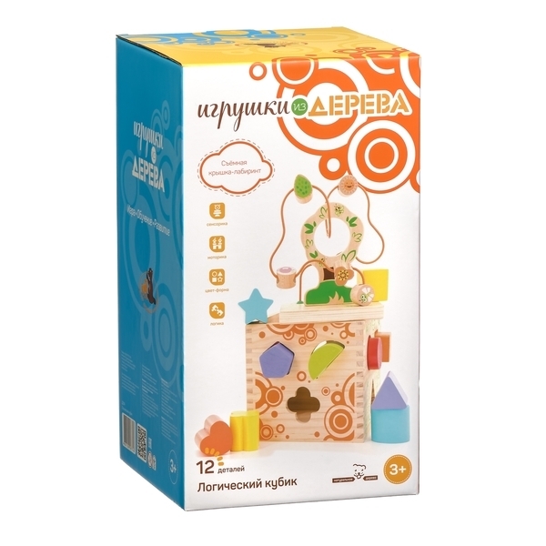 Развивающая игрушка Игрушки из дерева Логический кубик (Д014) - Pampik - 10