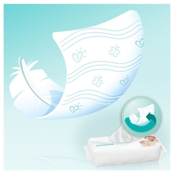 Вологі дитячі серветки Pampers Sensitive, 4x56 шт. - Pampik - 8