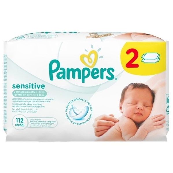 Вологі серветки Pampers Sensitive, 2x56 шт. - Pampik - 2