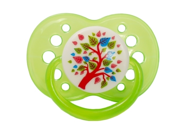 Пустушка силіконова Lindo Дерево, кругла, 12+ міс., салатовий з білим (А 31/12+ зел) - Pampik