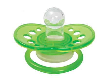 Пустушка силіконова Lindo Серця, кругла, 0-6 міс., салатовий з жовтим (А 31/0-6 зел) - Pampik - 2