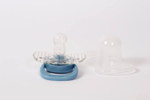 Пустушка силіконова Lindo, кругла, з ковпачком, 6-12 міс., блакитний (Lі401/6-12 б) - Pampik - 2