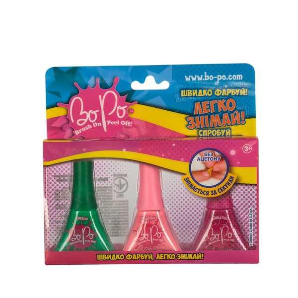 Лак для ногтей BoPo, зеленый, розовый, малиновый, 3 шт. (WT8155230-4) - Pampik