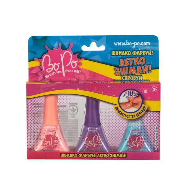 Лак для ногтей BoPo, розовый, фиолетовый, голубой, 3 шт. (WT8155230-5) - Pampik