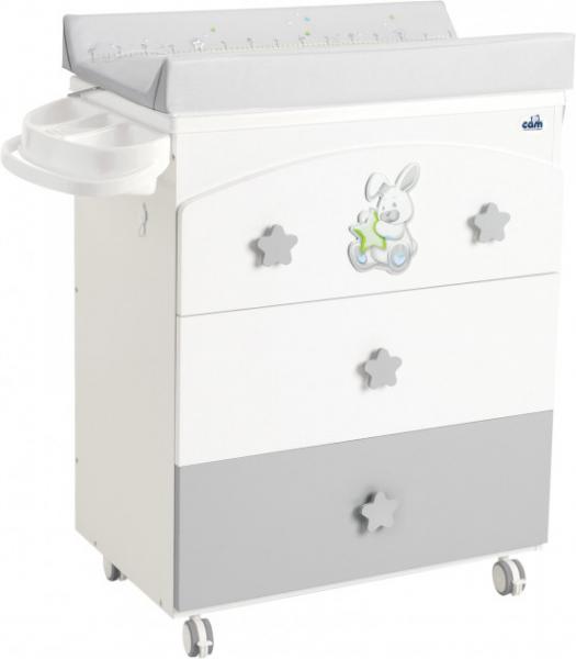 Сповивальний комод з ванночкою Cam Conglio, білий з сірим (G260) - Pampik