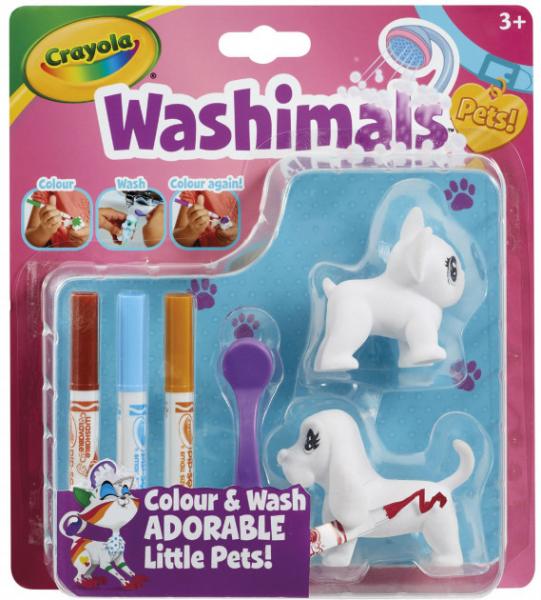 Набір з 2 фігурками собак і фломастерами Crayola Washimals Малюй і змивай (74-7252) - Pampik