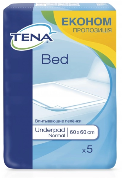 

Одноразовые пеленки Tena Bed Normal, 60x60 см, 5 шт