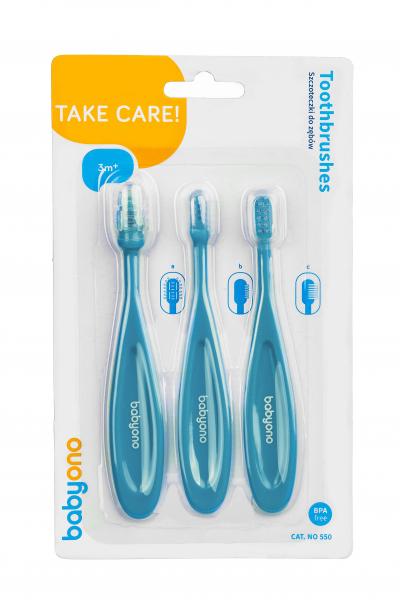 Набір зубних щіток BabyOno, синій, 3 шт. (550) - Pampik - 5