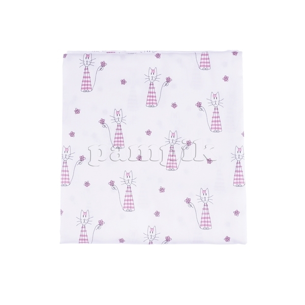Підодіяльник Billerbeck Котики, сатин, 80х80 см, білий з рожевим (5009-01/00) - Pampik
