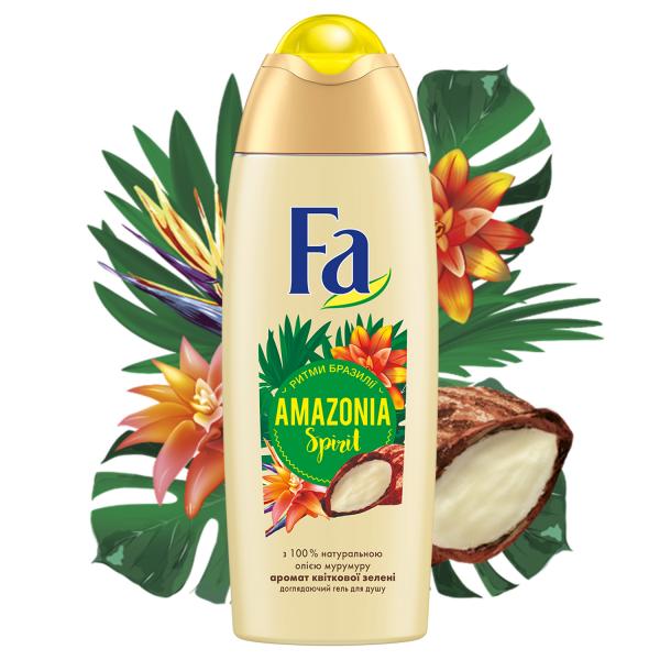 Гель для душу Fa Ритми Бразилії Amazonia Spirit аромат квіткового зелені з натуральним маслом мурумуру, 250 мл - Pampik - 3