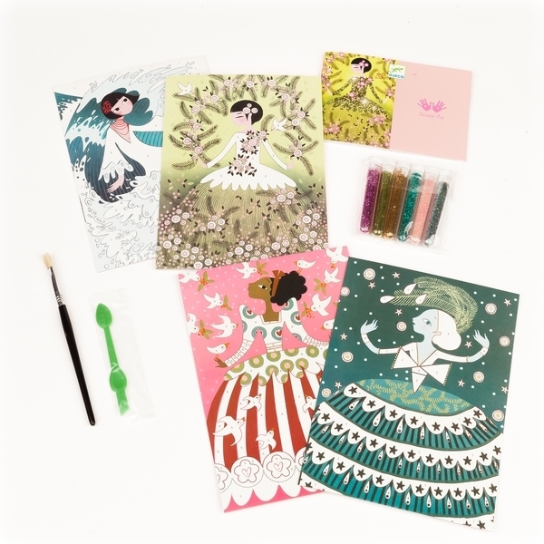 Художній комплект для малювання блискітками Djeco Блискучі наряди (DJ09500) - Pampik - 5