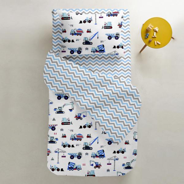 Простирадло на резинці Cosas Преміум, 120х60х10 см, блакитний з сірим - Pampik - 2