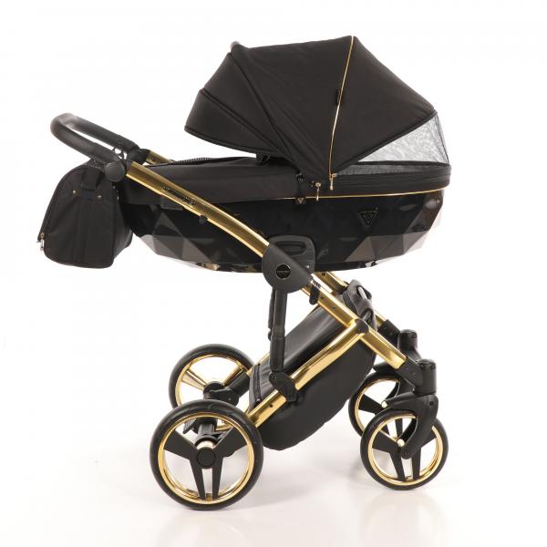 Універсальна коляска 2 в 1 Junama Diamond S-line 02, чорний з золотим (JD-SL-02) - Pampik - 3