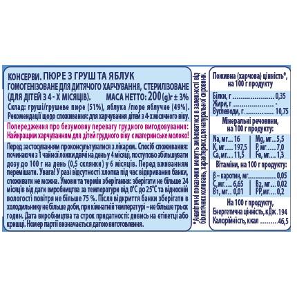 Пюре Карапуз Груша і яблуко, 200 г - Pampik - 3