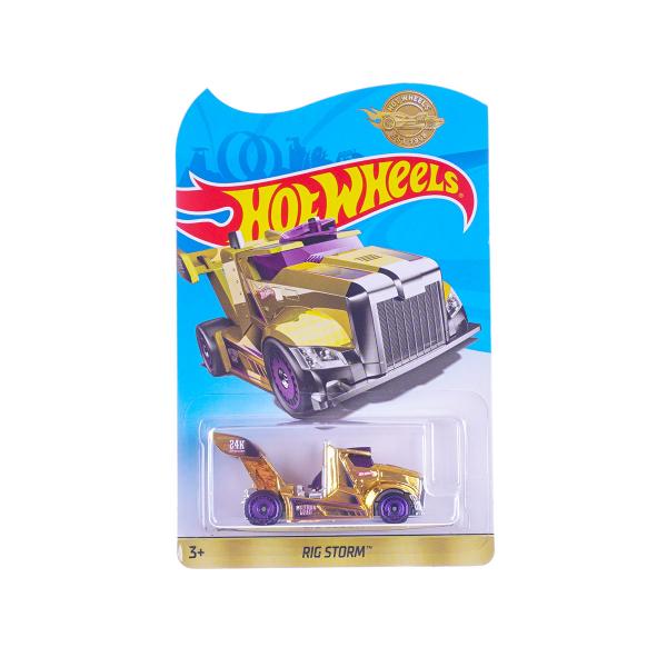 Подарок! Базовая машинка Hot Wheels Rig Storm, золотой - Pampik
