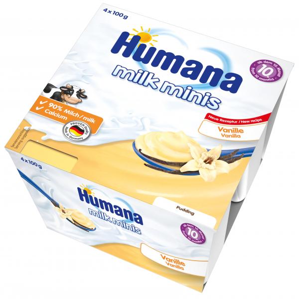 Пудинг ванильный Humana Baby Pudding Vanille Ваниль, 4 шт. 100 г. (Скидка) - Pampik