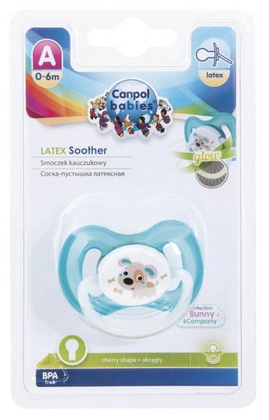 Латексна кругла пустушка Canpol Babies Bunny & Company Собачка, 0-6 міс., бірюзовий (23/277_tur) - Pampik - 2