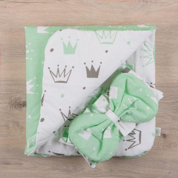 Конверт-одеяло BetiS Королевский сон, поплин, 85х85 см, мятный с белым (27681301) - Pampik - 3