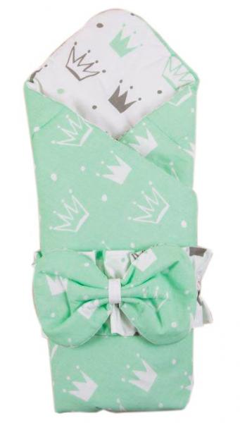 Конверт-одеяло BetiS Королевский сон, поплин, 85х85 см, мятный с белым (27681301) - Pampik