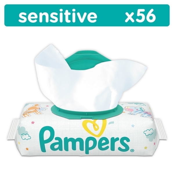 Вологі серветки Pampers Sensitive, 56 шт. - Pampik