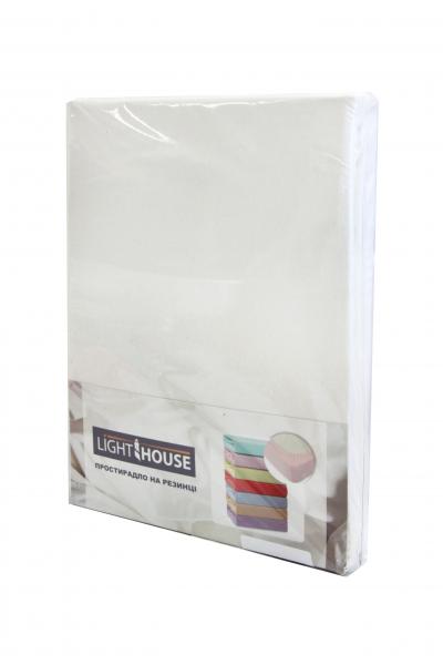 Простыня LightHouse, трикотажная на резинке, 200х90 см, молочный (46425) - Pampik - 2