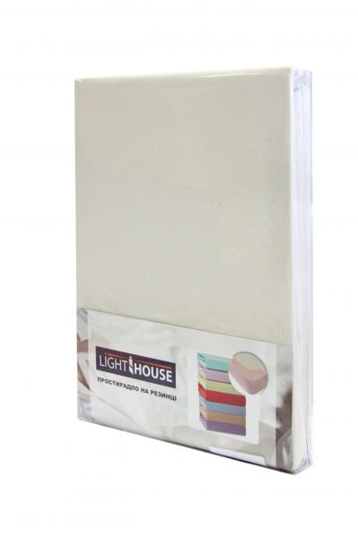 Простыня LightHouse, трикотажная на резинке, 200х90 см, бежевый (46432) - Pampik - 2