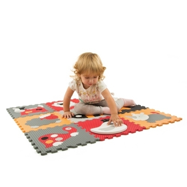 Ігровий килимок-пазл Baby Great Веселий зоопарк, 92х92 см, помаранчевий з сірим (GB-M129A4) - Pampik - 3