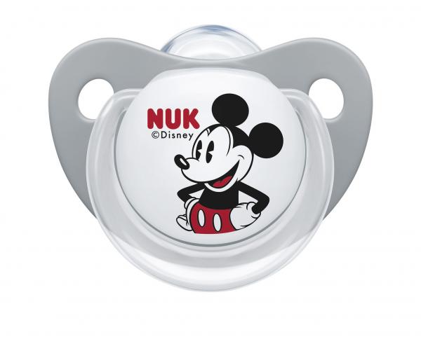 

Ортодонтическая силиконовая пустышка Nuk Trendline Disney Mickey, 0-6 мес., серый с белым (10729723/1