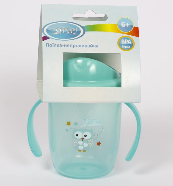 Поїльник-непроливайка Lindo, з ручками, 6+ міс., 210 мл, зелений (Li 709 зел) - Pampik - 3