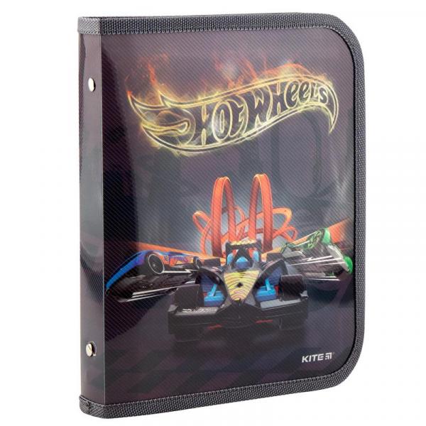 Папка об'ємна на блискавці B5 Kite Hot Wheels, чорний (HW19-203) - Pampik - 2
