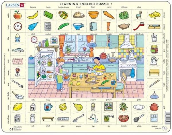 Пазл-вкладиш Larsen Вчимо англійську. Кухня (EN1) - Pampik