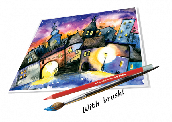 Олівці акварельні Colorino, шестигранні, з пензликом для малювання, 12 кольорів (33039PTR) - Pampik - 2