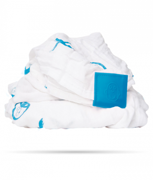 Набор пеленок Matchistick Monkey, из 100% органического хлопка Muslin, 70х70 см, голубой, 3 шт. (MM-LOCM-002) - Pampik - 2