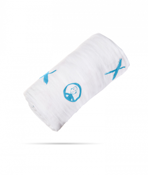 Набор пеленок Matchistick Monkey, из 100% органического хлопка Muslin, 70х70 см, голубой, 3 шт. (MM-LOCM-002) - Pampik - 4