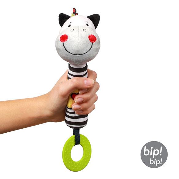 Игрушка-подвеска с пищалкой BabyOno Зебра Зак, 30 см (634) - Pampik - 4