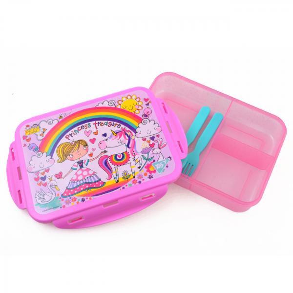 Контейнер для їжі Yes Rachel Unicorn, з ложкою і виделкою, 1 л, рожевий (706916) - Pampik - 2