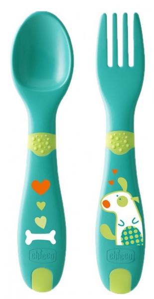 

Набор столовых приборов Chicco First Cutlery, ложка и вилка, 12+ мес., зеленый (16101.30