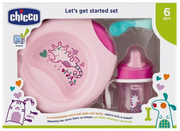 Подарунковий набір посуду Chicco Meal Set, 6+ міс., рожевий (16200.10) - Pampik