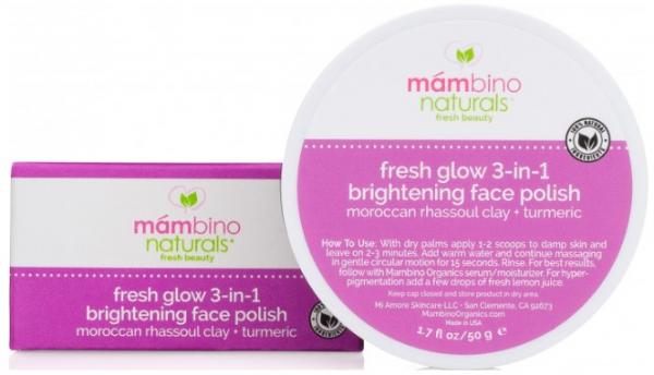 Скраб для обличчя Mambino Organics Сяйво свіжості 3 в 1, очищення-освітлення-сяйво, 50 г - Pampik