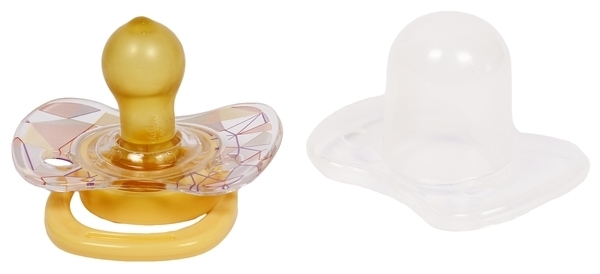 Пустушка латексна Lindo Глибока ніч, кругла, з ковпачком, 0-6 міс., жовтий (Pk009/0-6жов) - Pampik - 3