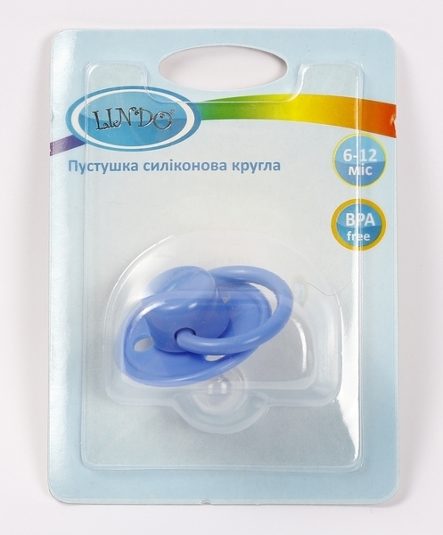 Пустушка силіконова Lindo Малютка, кругла, 6-12 міс., синій (Pk075/6-12 с) - Pampik - 3