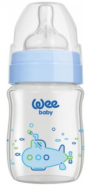 

Стеклянная бутылочка для кормления Wee Baby Classic Plus, термостойкая, c силиконовой соской, 120 мл, синий (139-blue