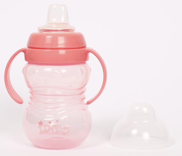 Поїльник-непроливайка Lindo, з силіконовим носиком і знімними ручками, 6+ міс., 270 мл, корал (LI 704 троянд) - Pampik - 2
