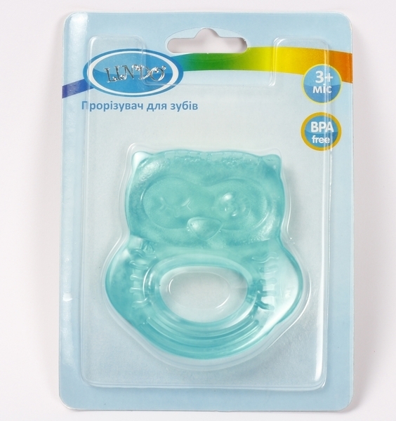 Прорізувач для зубів Lindo Сова, латексний, бірюзовий (Li 318 зел) - Pampik - 2
