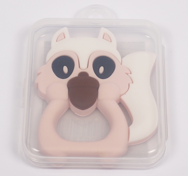 Прорізувач для зубів Lindo Білка, силіконовий, світло-рожевий з білим (LI 321 б роз) - Pampik - 2